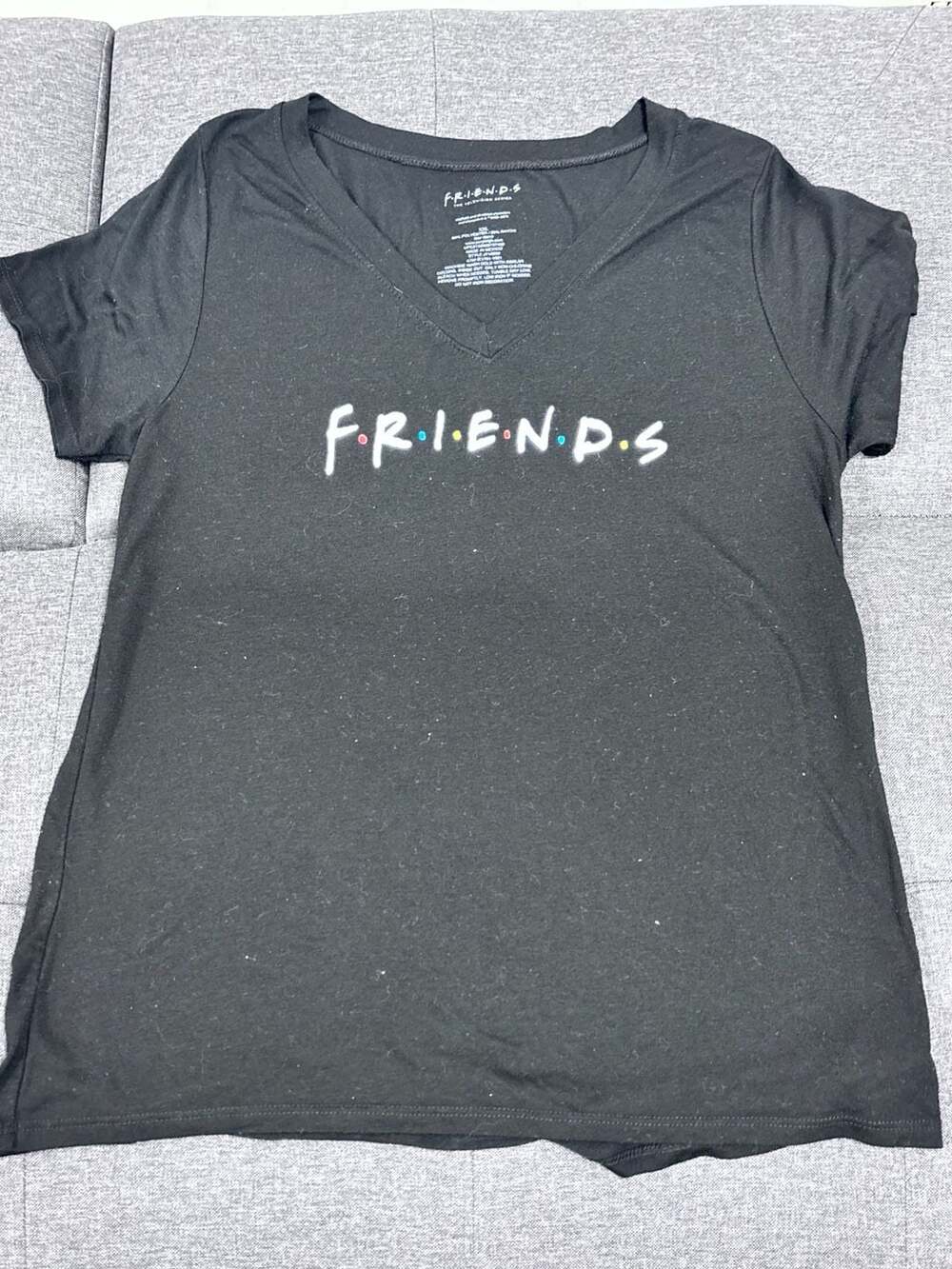 Friends The Television Series Black V-Neck Graphic T-Shirt XXL